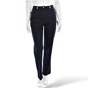 St John Sport by Marie Gray black gold metallic belt loops high rise trousers 2
